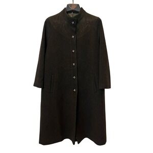 Vintage 80s Tiroler Austria Wool Dress‎ Brown Coat Modern US 4/6 Velvet Goblin